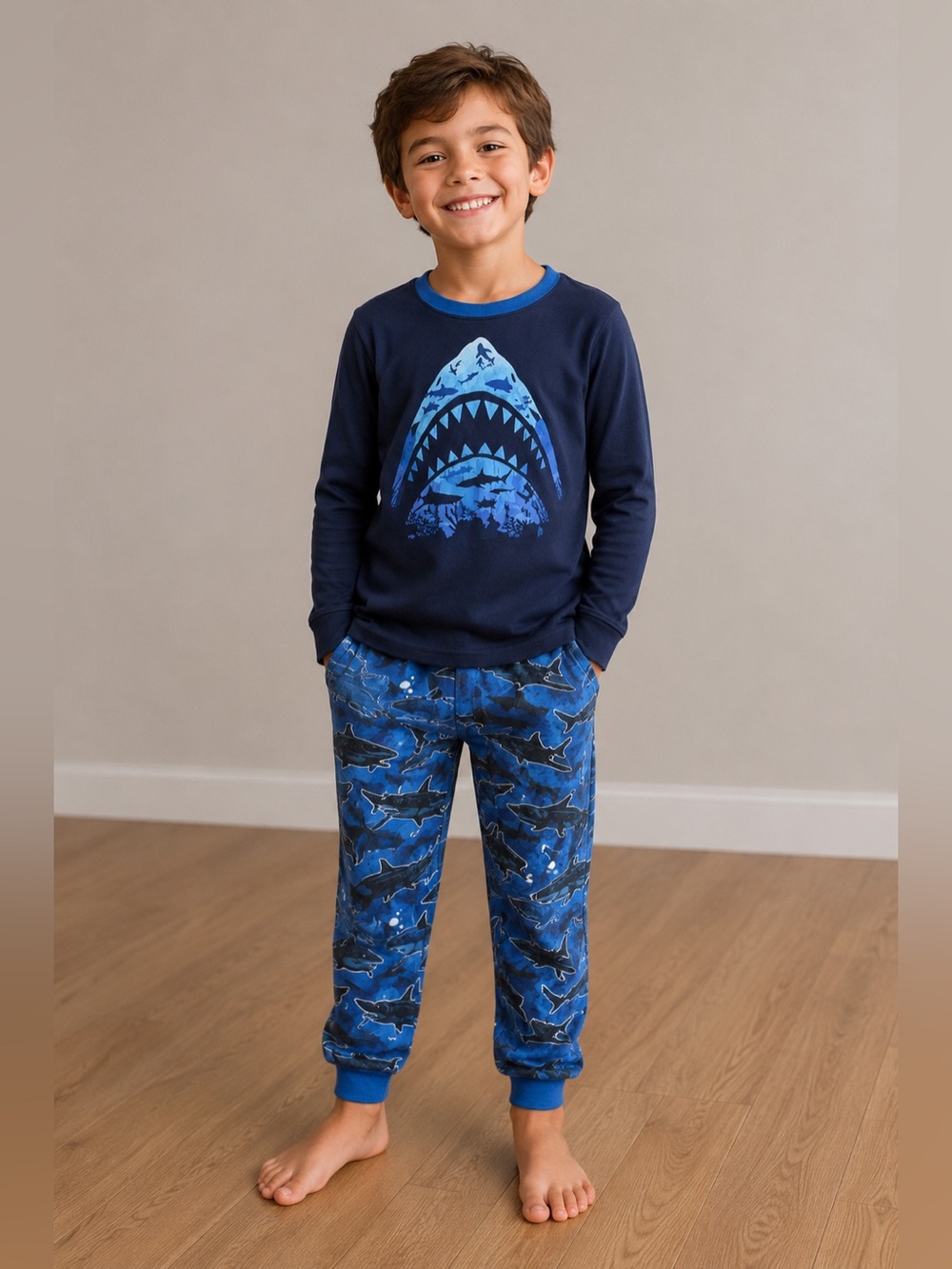 Kids Shark Pajama Set - Blue